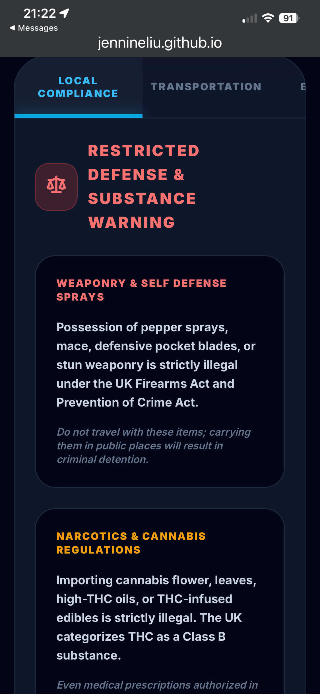Traveler compliance